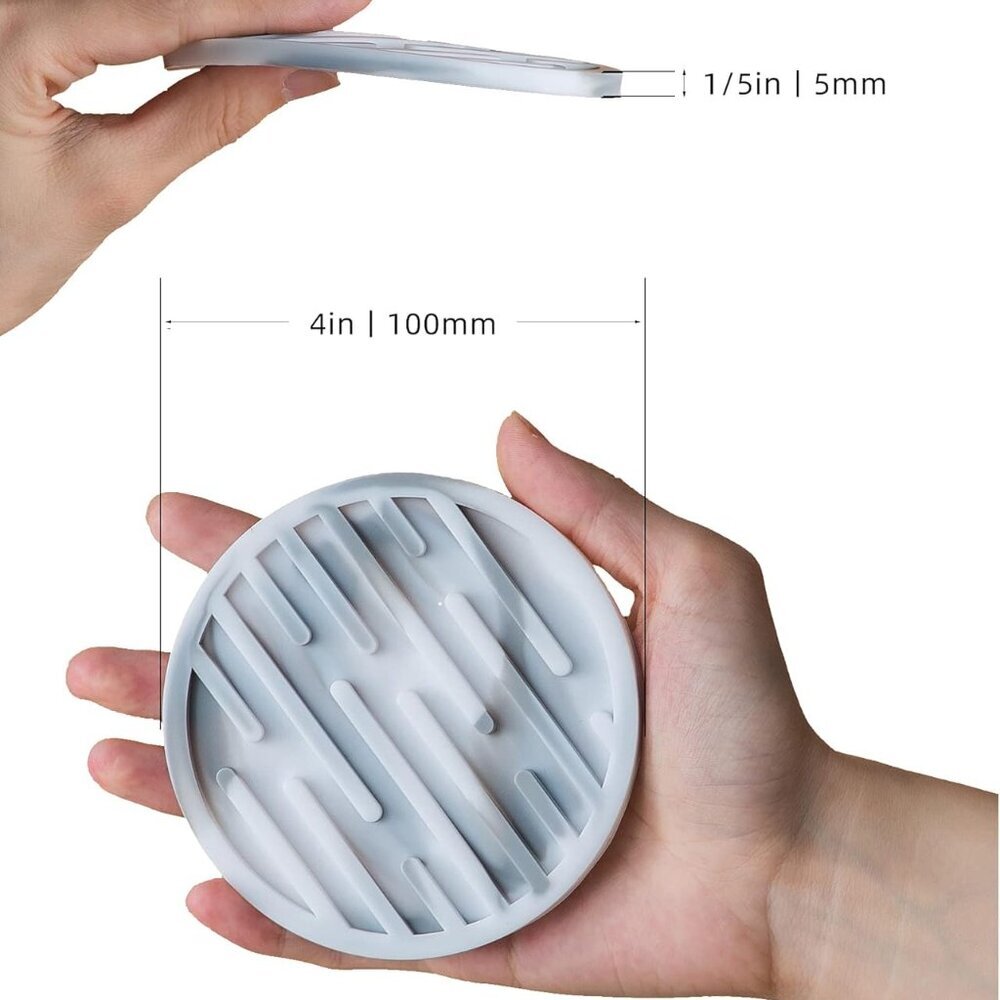Silicone Coasters for Drinks Set of 6 with Holder - Waterproof Non-Slip Reusable - Picture 3 of 8